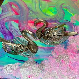 Vintage Swan salt cellar cut lead crystal glass